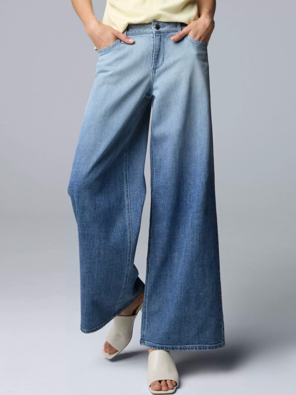 Simply Vera Vera Wang Ombre Blue Wide-Leg Jeans
